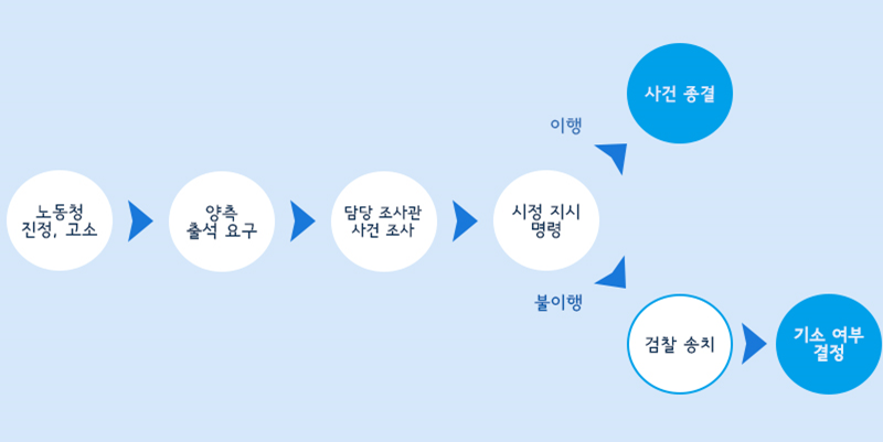 노동부 진정 고소 사건 처리절차 도식